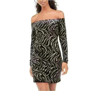 Bebe Black Long Sleeve Above The Knee Body Con Evening Dress Women XXS NWT